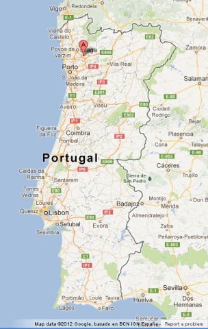 location Guimarães on Map of Portugal