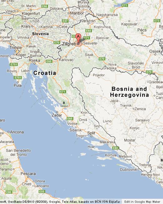 Zagreb on Croatia Map