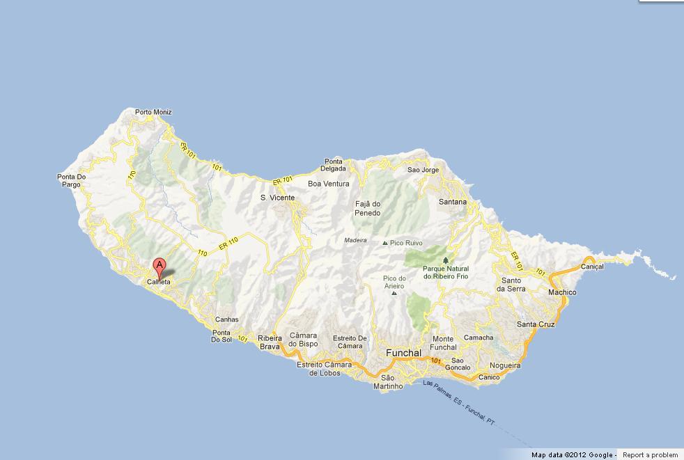 Calheta on Map of Madeira Island