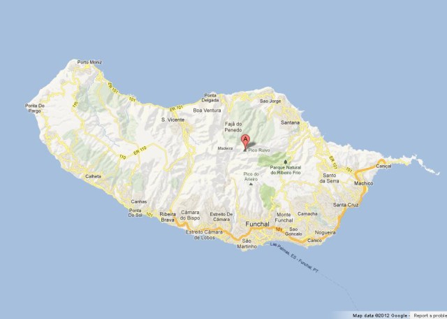 Where is Pico Ruivo on Madeira Map