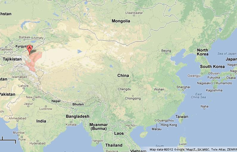 Kashgar on Map of China