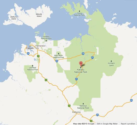 Map of Kakadu National Park Australia