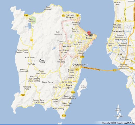 Where is George Town in Map of Penang