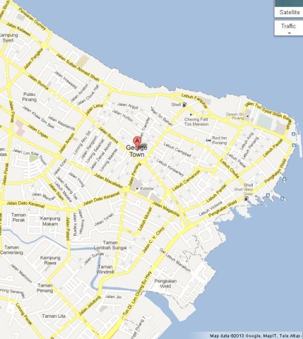 Map of George Town Malaysia