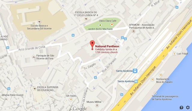 Map of National Pantheon of Lisbon