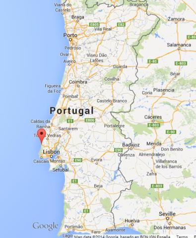 location Ericeira on map of Portugal