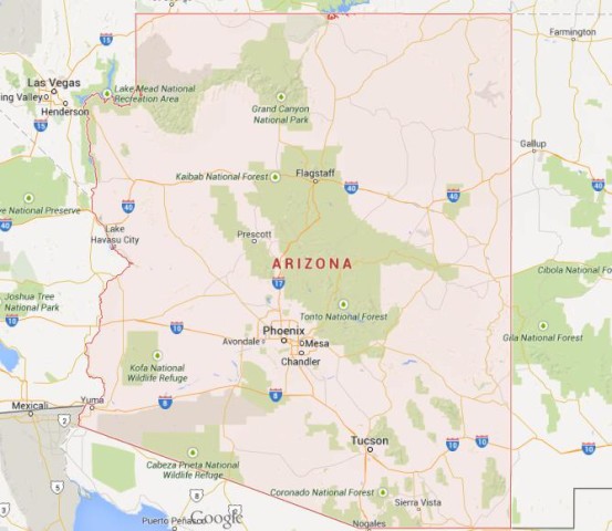 Map of Arizona USA