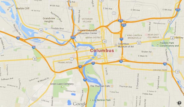 Map of Columbus Ohio