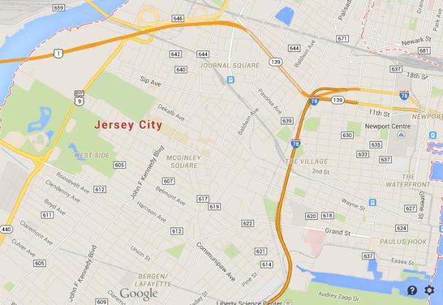 Map of Jersey City USA