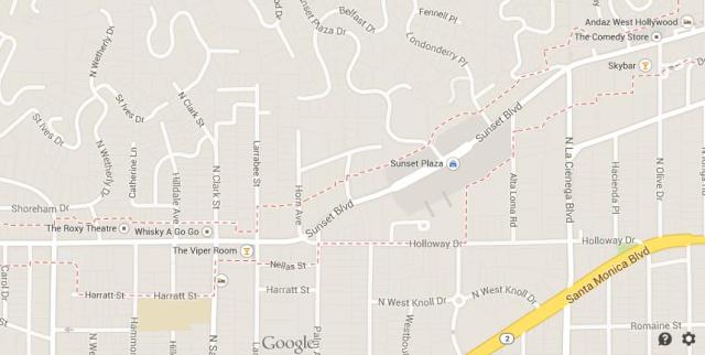 Map of Sunset Strip LA