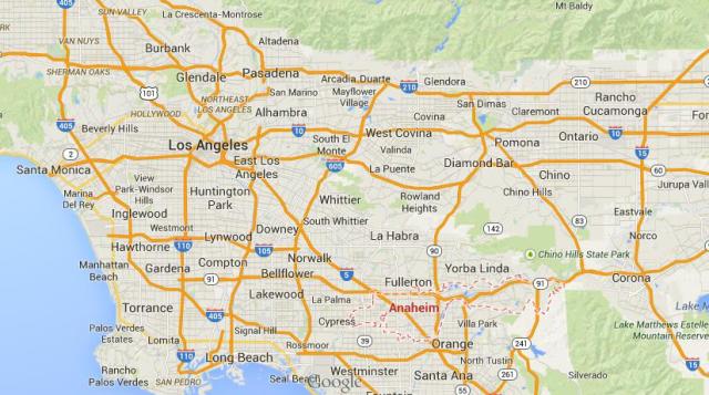 location Anaheim map Los Angeles