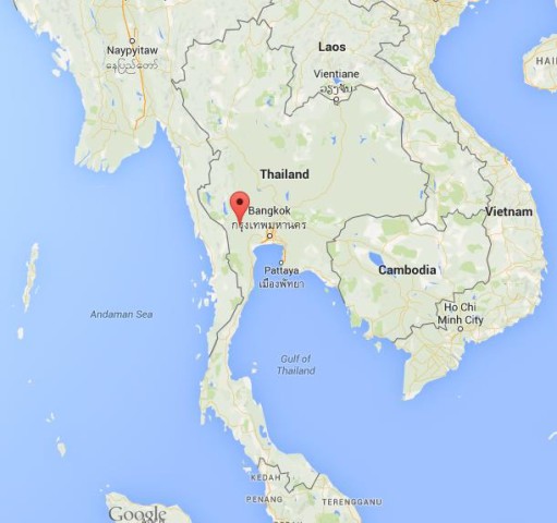 location Kanchanaburi on map Thailand