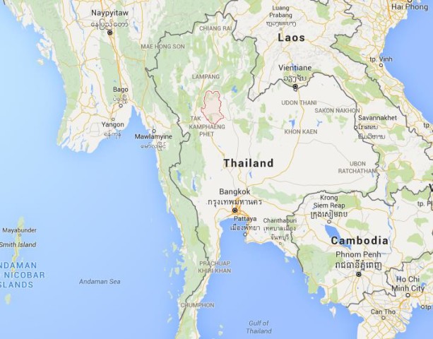 location Sukhothai on map Thailand