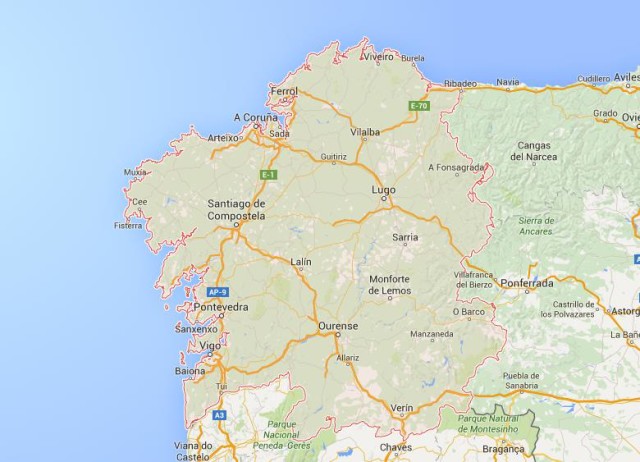 Map of Galicia Spain