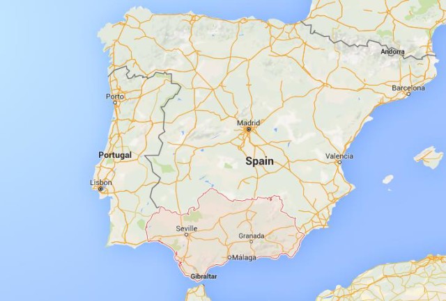 location Andalusia on map Spain