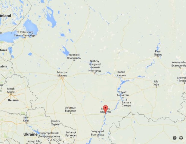 location Saratov on map of Russia