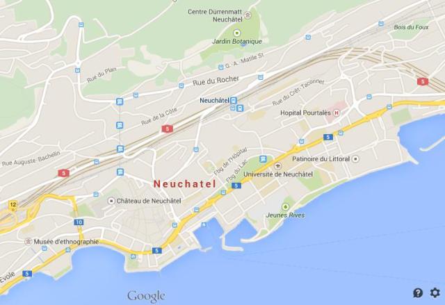 Map of Neuchatel Switzerland