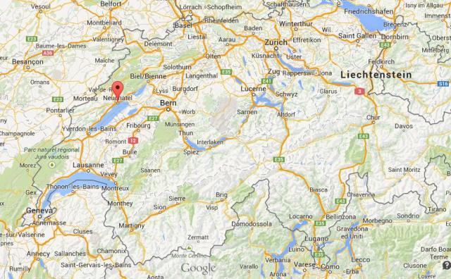 location Neuchatel map Switzerland