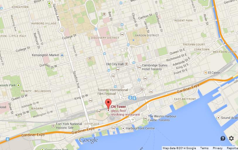 Cn Tower On Map Of Toronto
