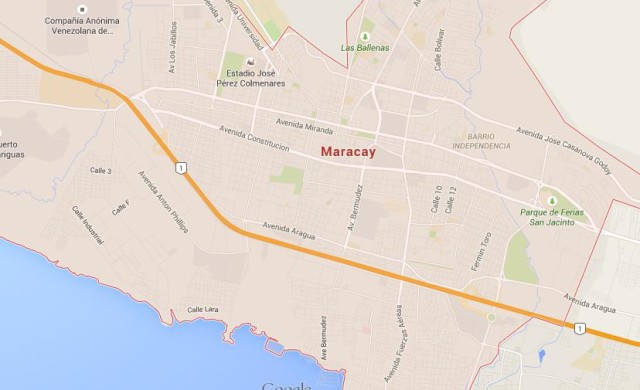 Map of Maracay Venezuela