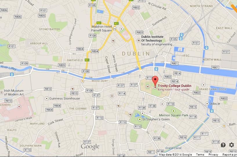 Trinity College On Map Of Dublin