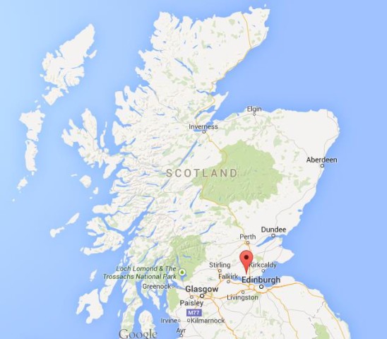 location Dunfermline on map of Scotland