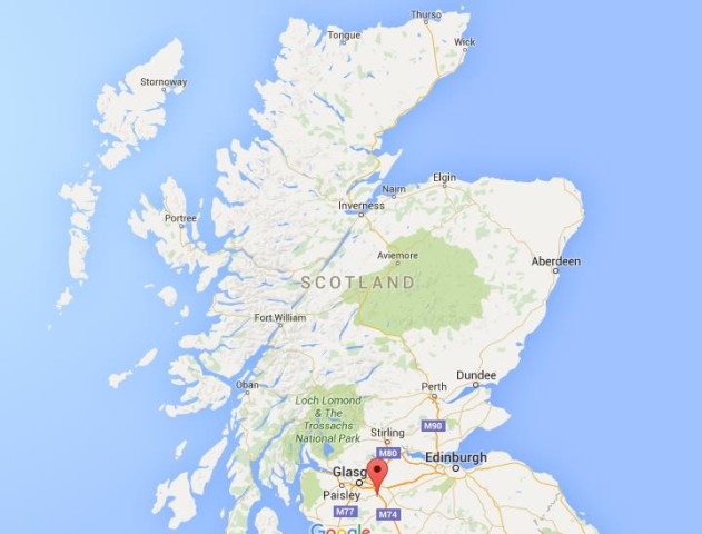 location Hamilton on map Scotland