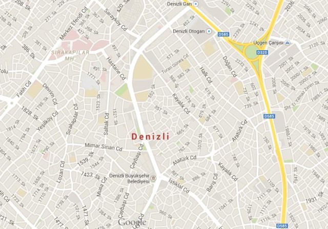 Map of Denizli Turkey