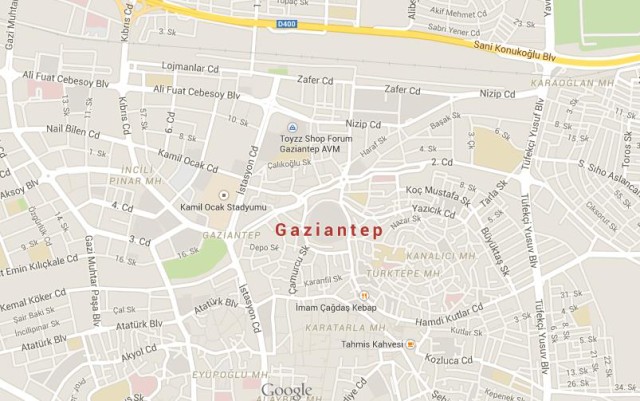 Map of Gaziantep Turkey