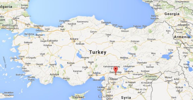 location Gaziantep on map Turkey