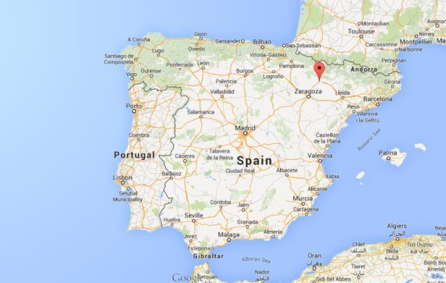 location Huesca on map of Spain