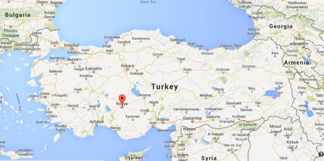 location Konya on map Turkey