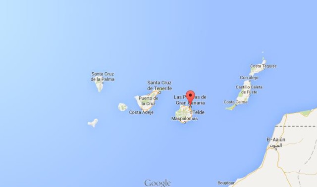 location Las Palmas on map of Canarias