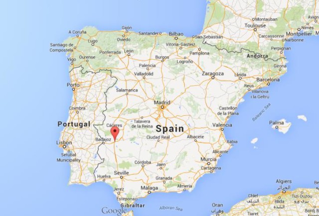 location Merida on map of Spain