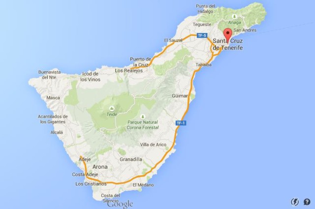 location Santa Cruz on map of Tenerife