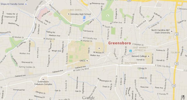 Map of Greensboro NC