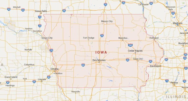 Map of Iowa USA