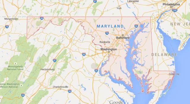 Map of Maryland USA