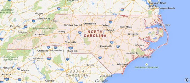 Map of North Carolina USA