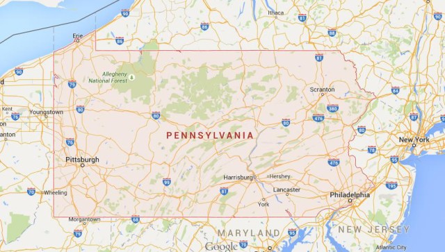 Map of Pennsylvania USA