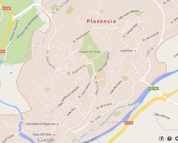 Map of Plasencia Spain