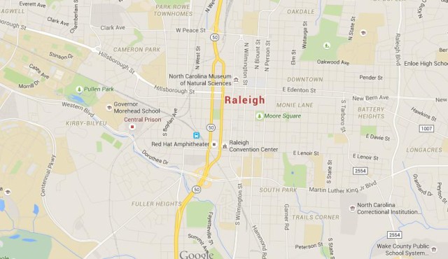 Map of Raleigh USA