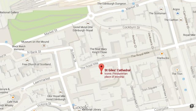 Map of St Giles Cathedral Edinburgh