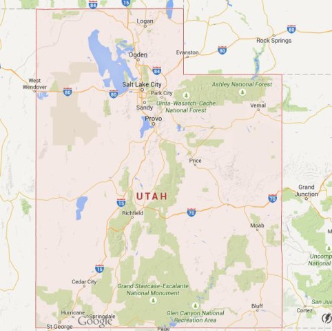 Map of Utah USA