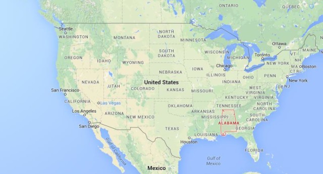 location Alabama on USA map