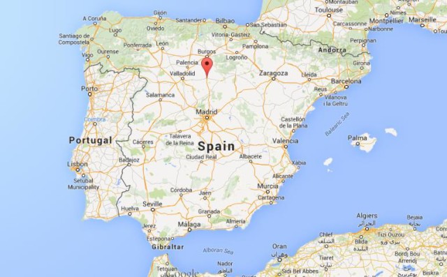 location Aranda de Duero on map of Spain