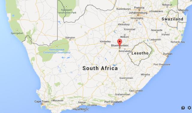 location Bloemfontein map South Africa