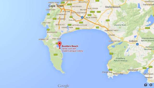 location Boulders Beach map Cape Town