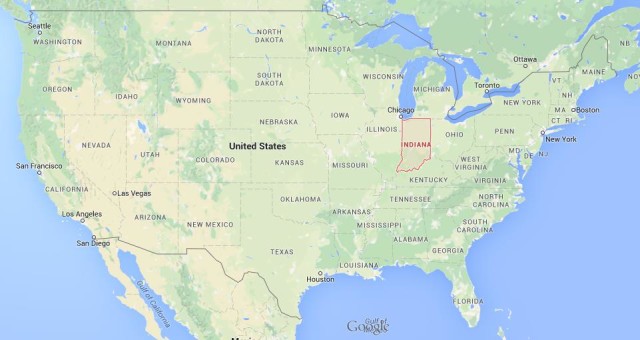 location Indiana on USA map