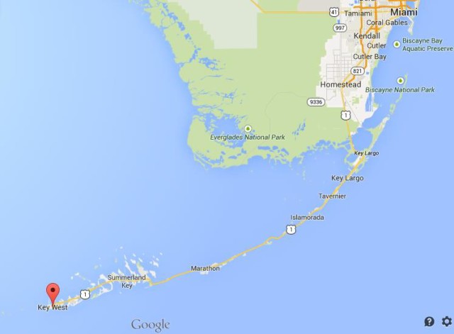 location Key West on map of Florida Keys